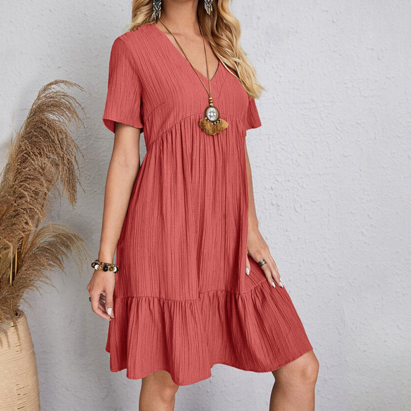 Casual Bohemian Ruffle Dress