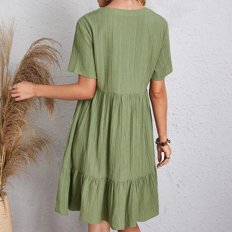 Casual Bohemian Ruffle Dress