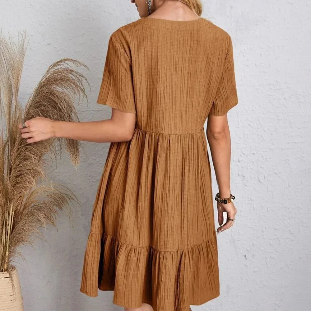Flowy Peplum Ruffle Summer Dress
