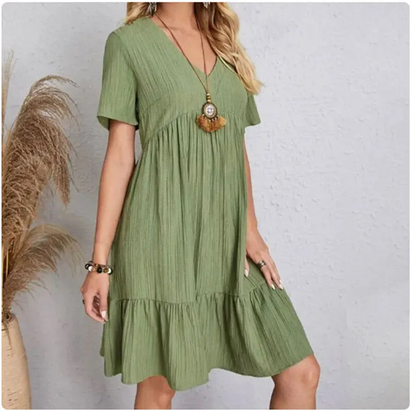 Flowy Peplum Ruffle Summer Dress