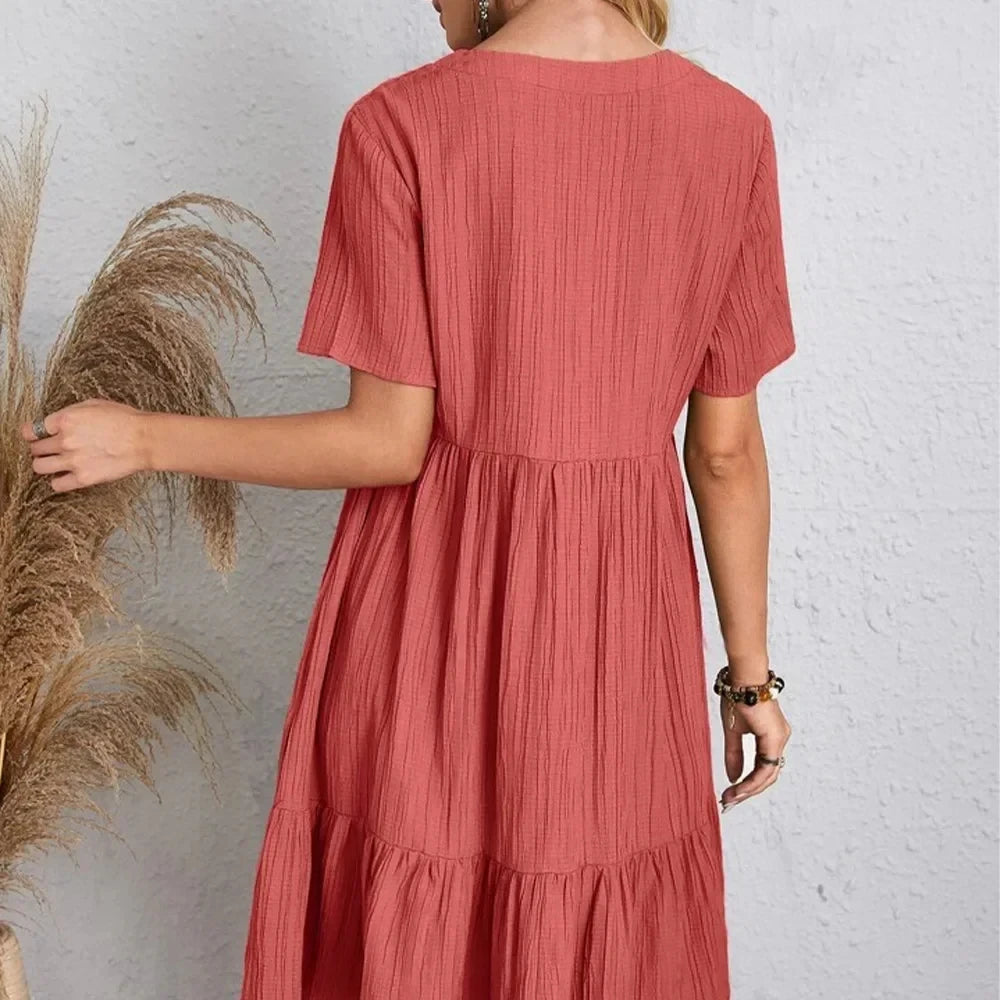 Flowy Peplum Ruffle Summer Dress