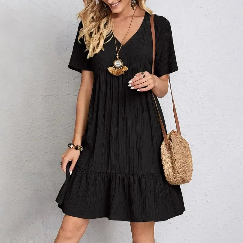 Flowy Peplum Ruffle Summer Dress