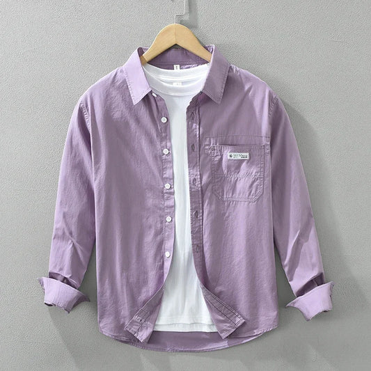 2025 Men’s Casual Cotton Shirt – Solid Color