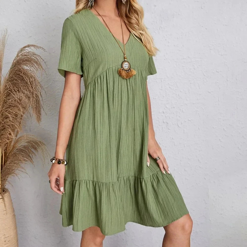 Flowy Peplum Ruffle Summer Dress