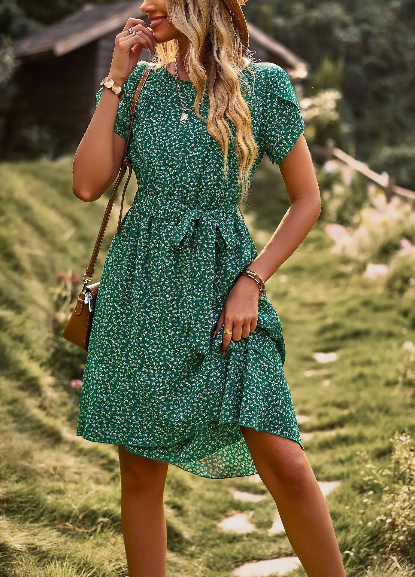 FloraFemme High Waist Pleated Dress
