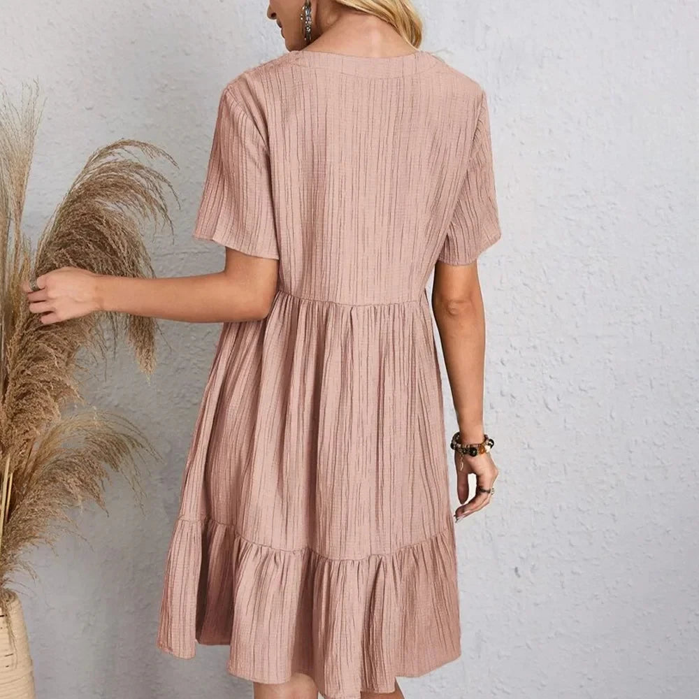 Flowy Peplum Ruffle Summer Dress