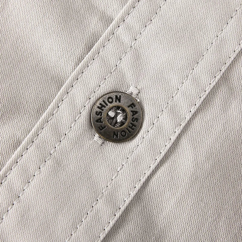 Camisa cargo informal de algodón de manga larga