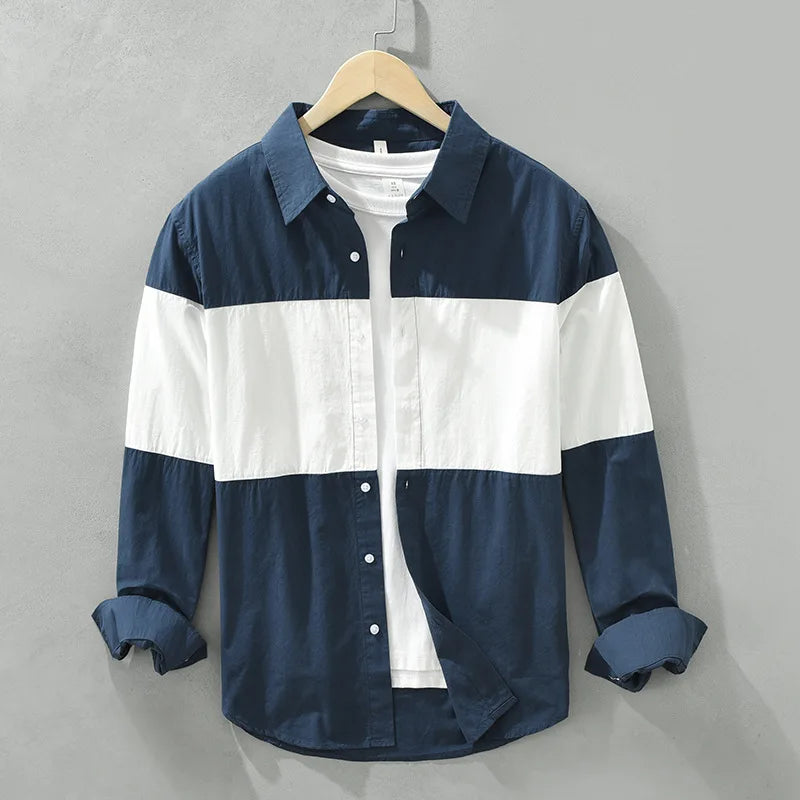 Contrasting Color Shirt – Long Sleeve Casual Fit