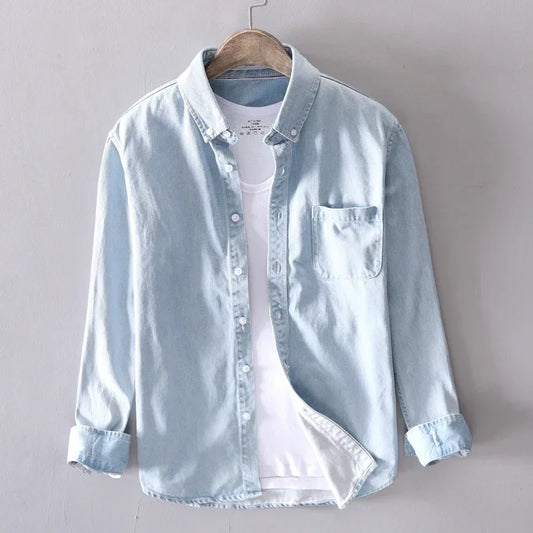 Light Blue & Black Denim Shirt – Men’s Fashion