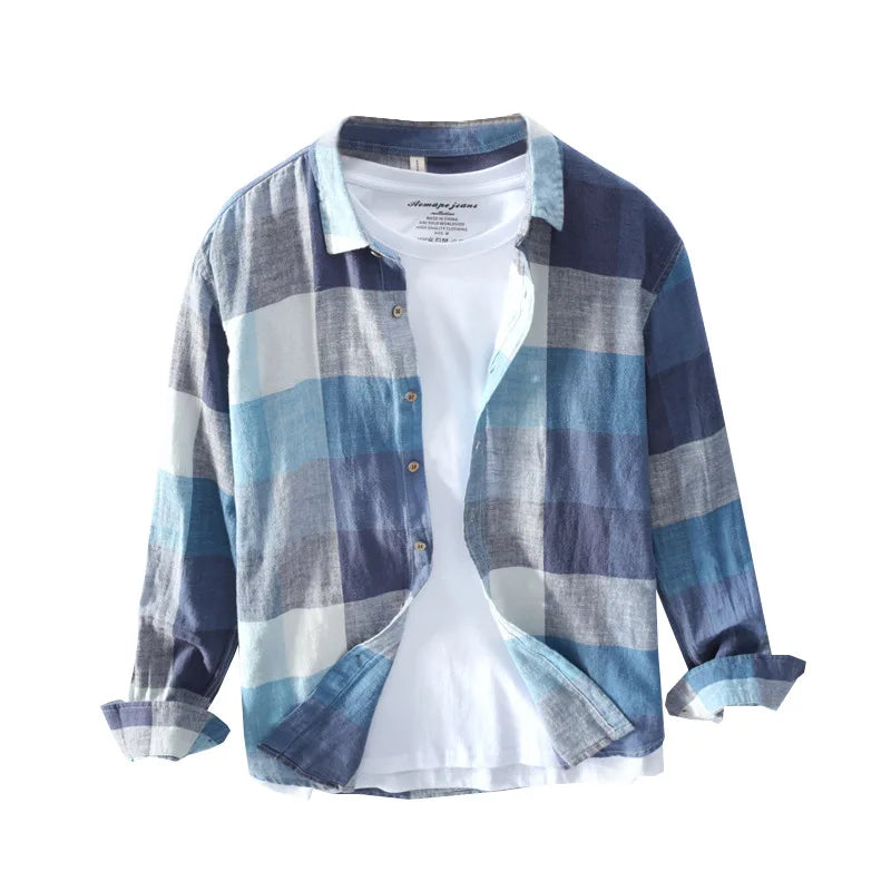 Lightweight Plaid Linen Shirt – Men’s Long Sleeve