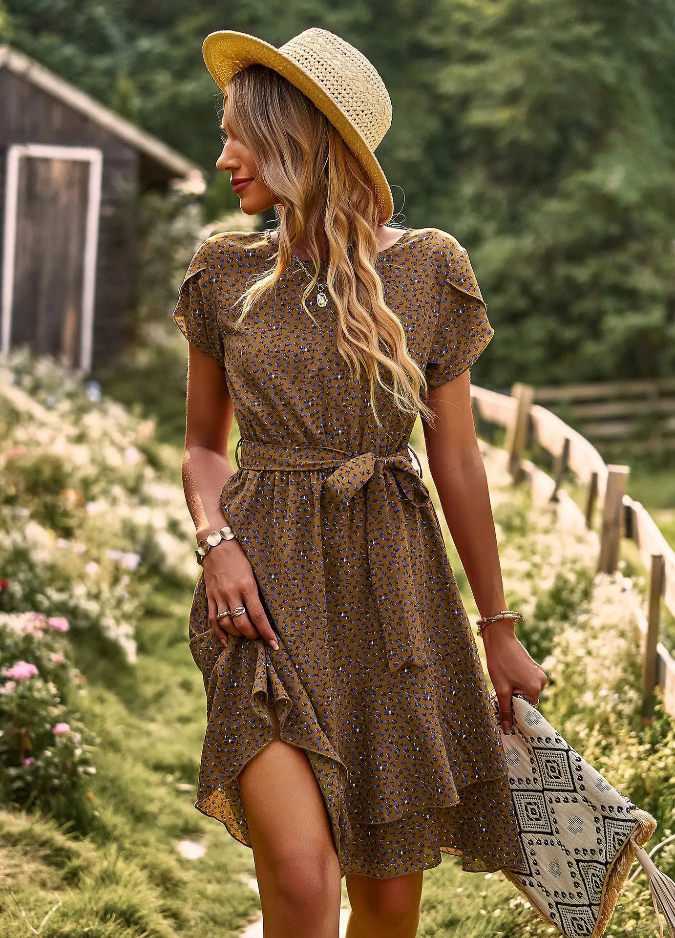 FloraFemme High Waist Pleated Dress