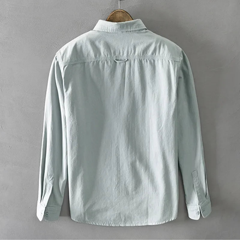 Men’s Streetwear Cotton Shirt – Button-Up & Pocketed
