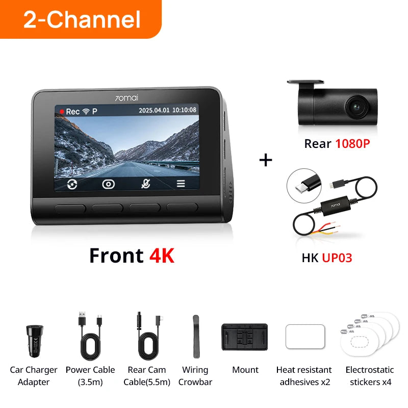 全新70mai 4K行车记录仪A810S HDR超级电容 4G LTE Wi-Fi 6 语音控制 GPS ADAS 70迈A810S是70迈A810的升级版