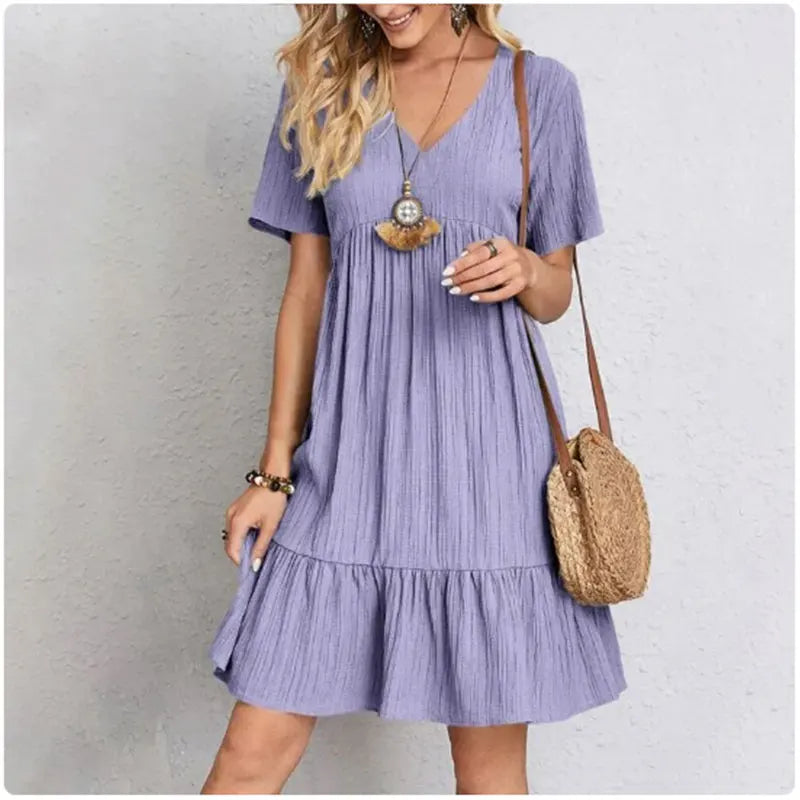 Flowy Peplum Ruffle Summer Dress