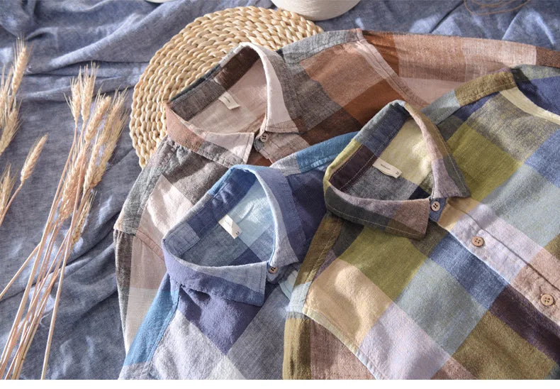 Lightweight Plaid Linen Shirt – Men’s Long Sleeve