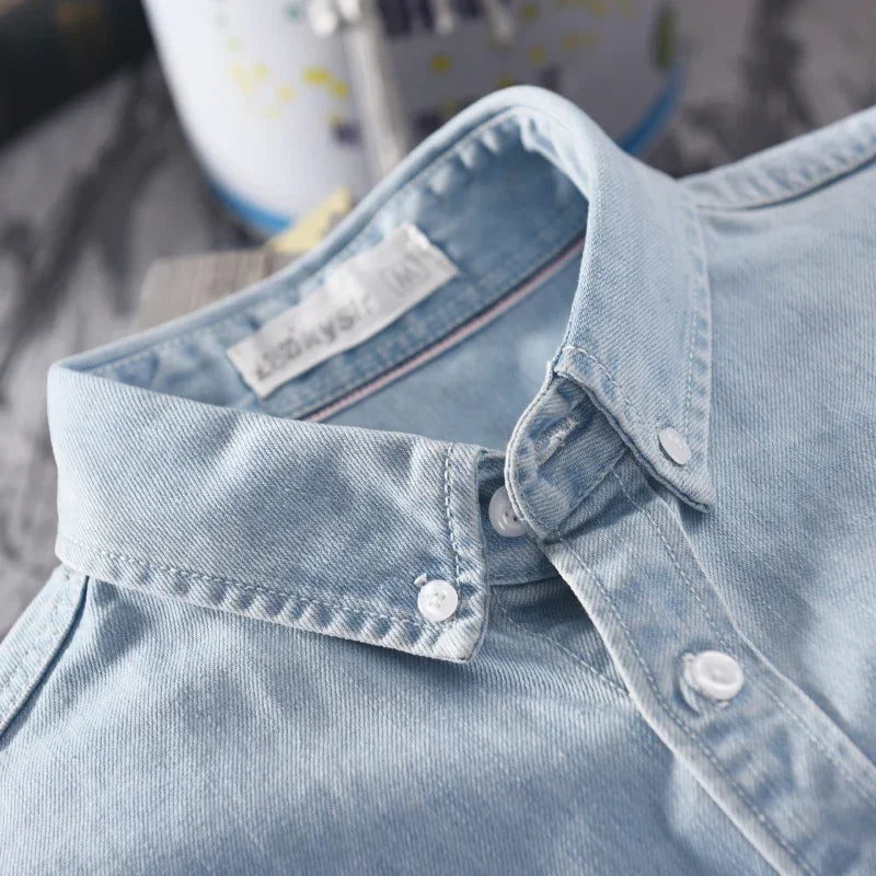 Camisa vaquera azul claro y negra – Moda masculina