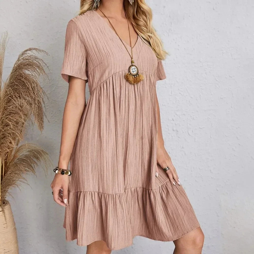 Flowy Peplum Ruffle Summer Dress