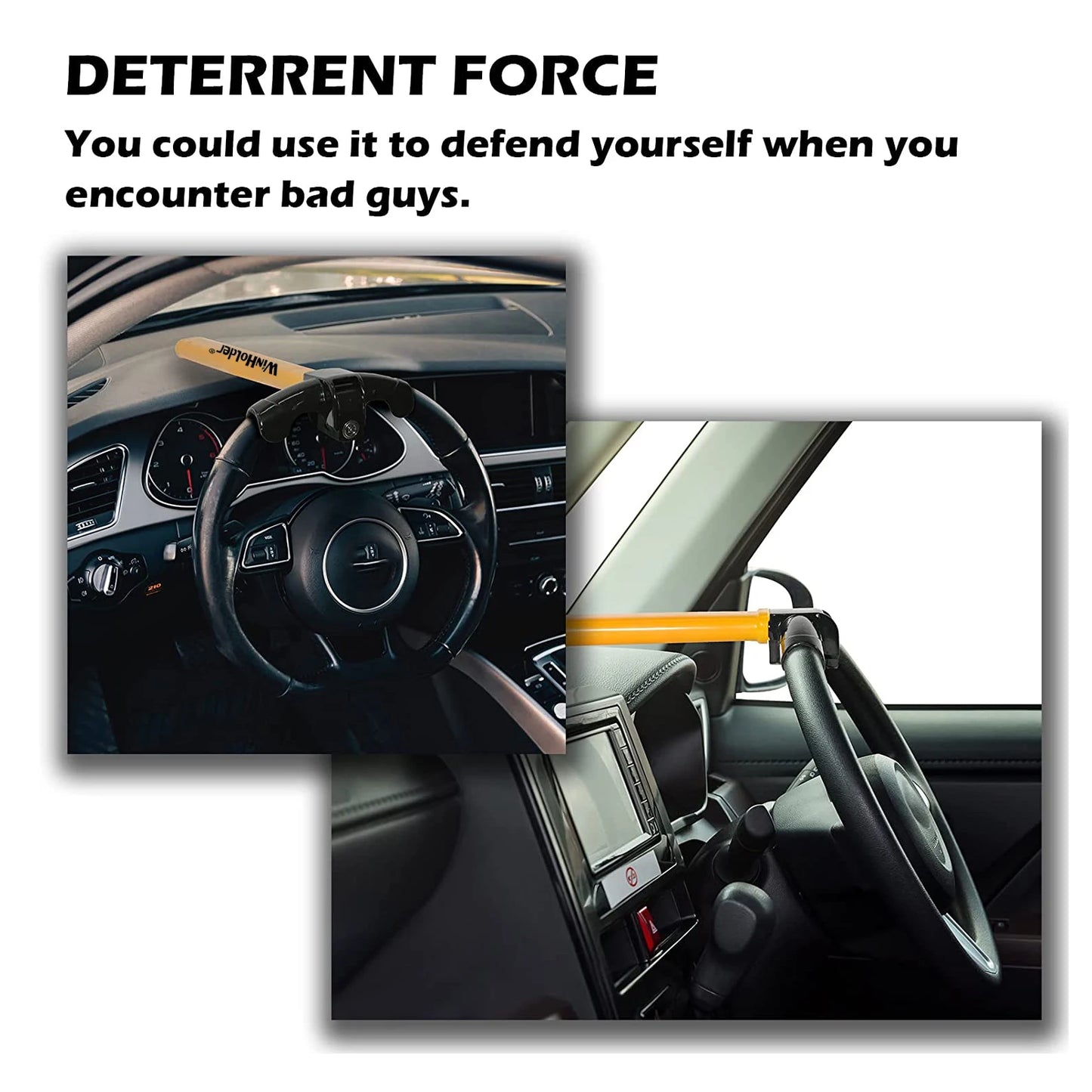 Anti-Theft Rotary Steering Wheel Lock Heavy Duty - Universal Fit Cars SUVs