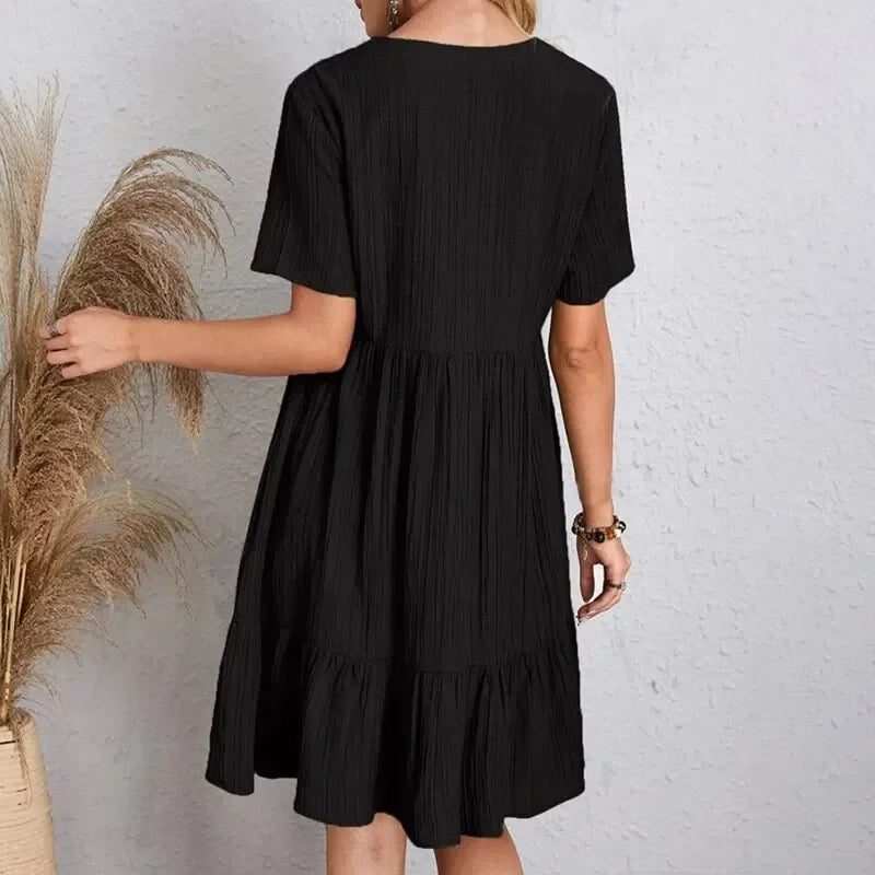 Flowy Peplum Ruffle Summer Dress