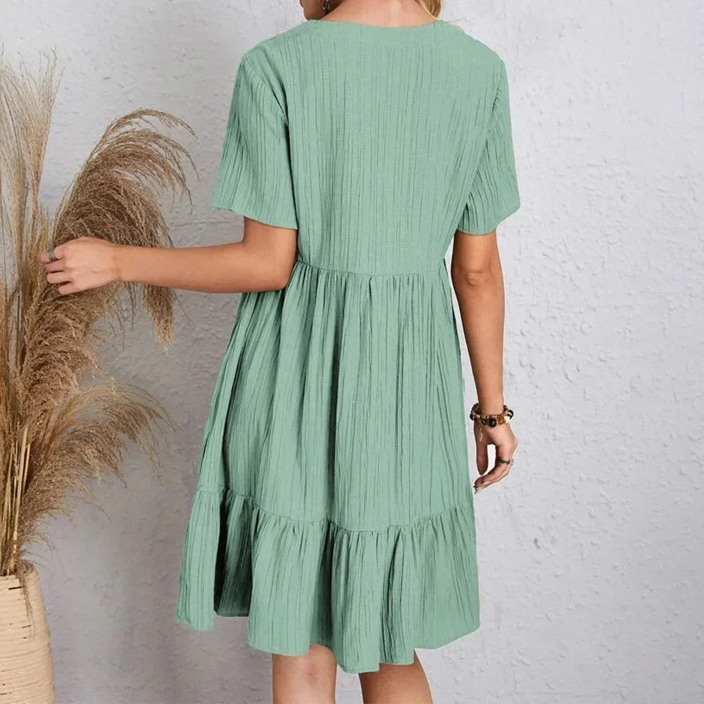 Flowy Peplum Ruffle Summer Dress