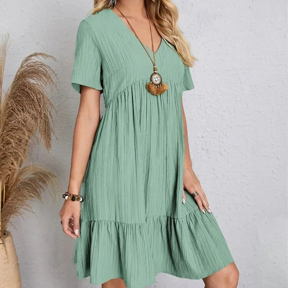 Flowy Peplum Ruffle Summer Dress