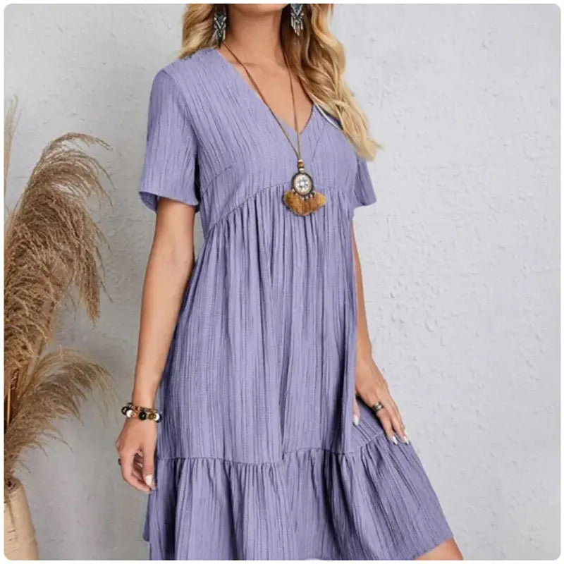 Flowy Peplum Ruffle Summer Dress