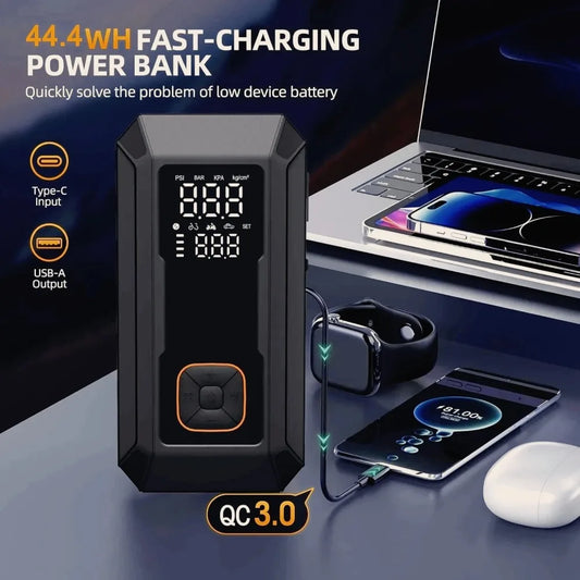 4000A 便携式汽车应急启动电源,带150PSI轮胎充气泵和内置空压机