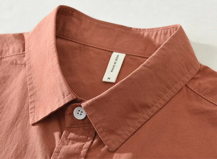 2025 Men’s Casual Cotton Shirt – Solid Color
