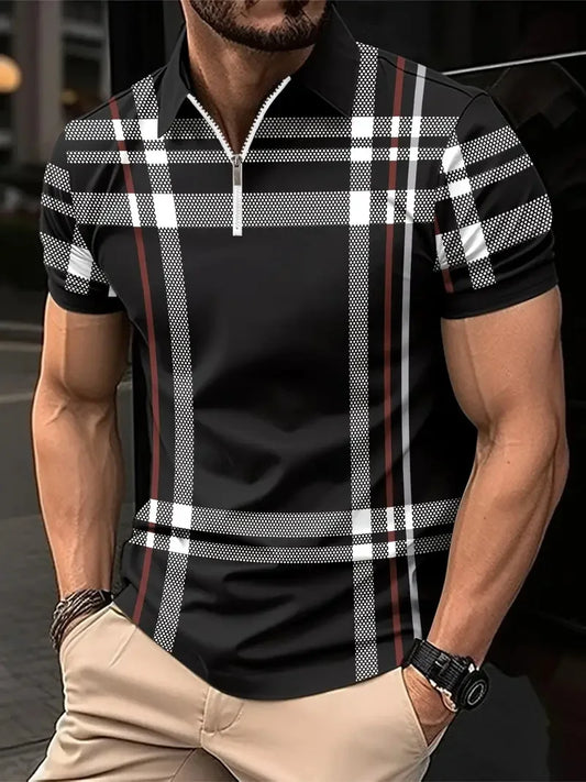 Streetwear Zipper Polo Shirt