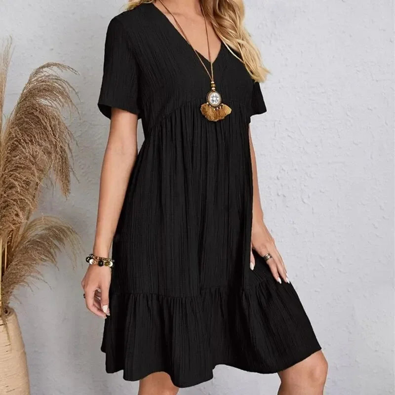 Flowy Peplum Ruffle Summer Dress