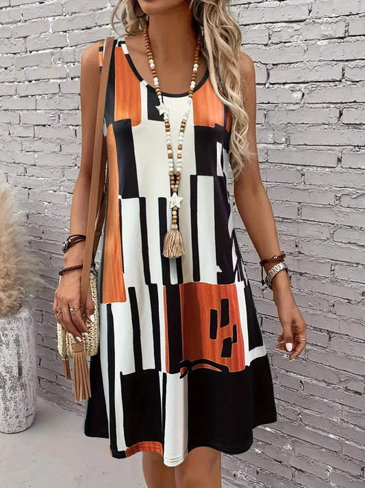 Chic Boho Print Midi Dress