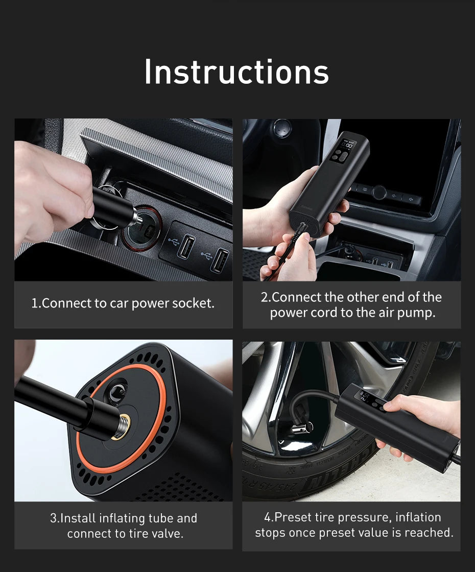 Smart Portable 150 PSI Digital Tire Inflator – 12V Car Air Compressor