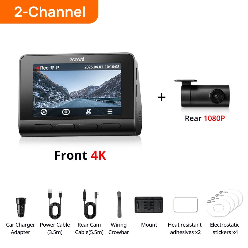 全新70mai 4K行车记录仪A810S HDR超级电容 4G LTE Wi-Fi 6 语音控制 GPS ADAS 70迈A810S是70迈A810的升级版