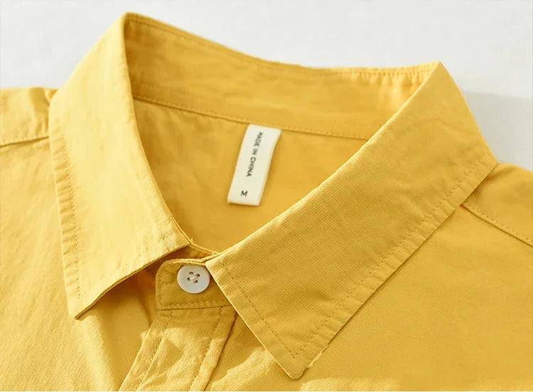 2025 Men’s Casual Cotton Shirt – Solid Color
