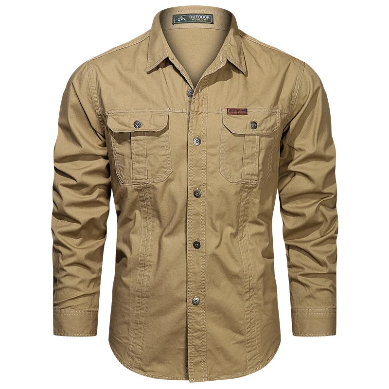 Casual Cotton Cargo Shirt – Long Sleeve