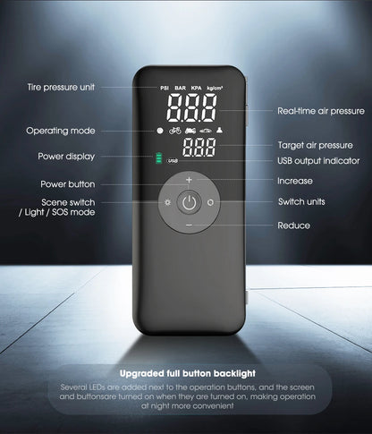 Cordless Digital Tire Inflator – Portable Rechargeable Air Pump for Car, Bike & Balls