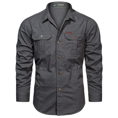Casual Cotton Cargo Shirt – Long Sleeve