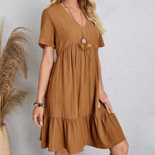 Flowy Peplum Ruffle Summer Dress