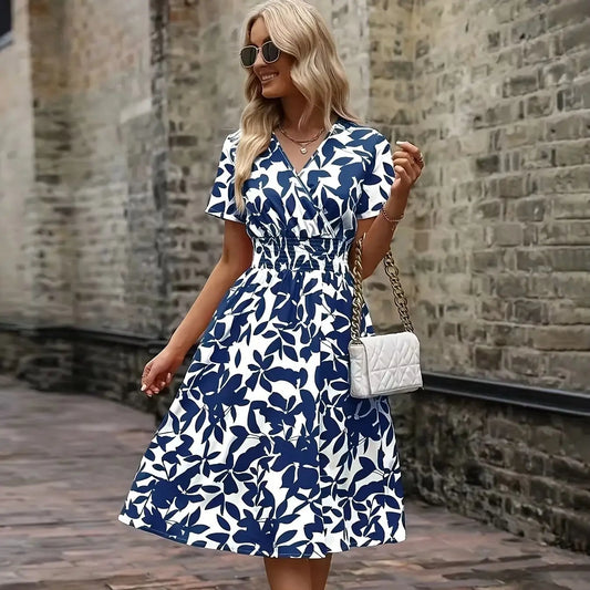 VerdeCharm Floral V-Neck Dress