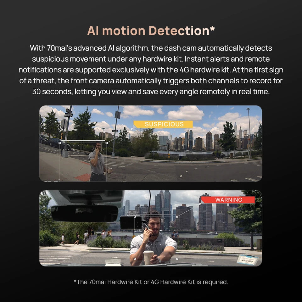 全新70mai 4K行车记录仪A810S HDR超级电容 4G LTE Wi-Fi 6 语音控制 GPS ADAS 70迈A810S是70迈A810的升级版