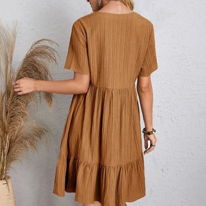 Flowy Peplum Ruffle Summer Dress