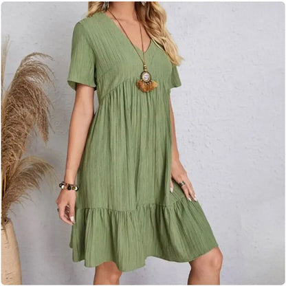 Flowy Peplum Ruffle Summer Dress