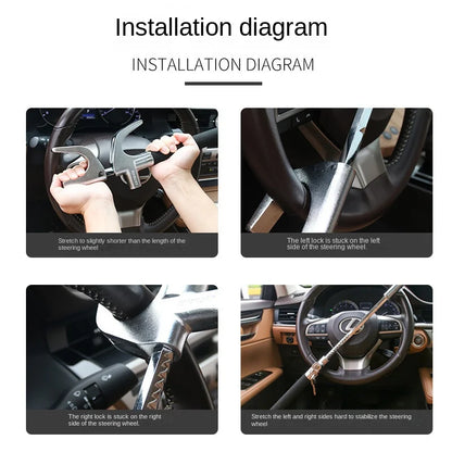 Adjustable Double Hook Steering Wheel Lock – Universal Anti-Theft Car Device