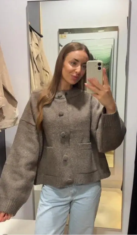 Elegant Striped V-Neck Cardigan