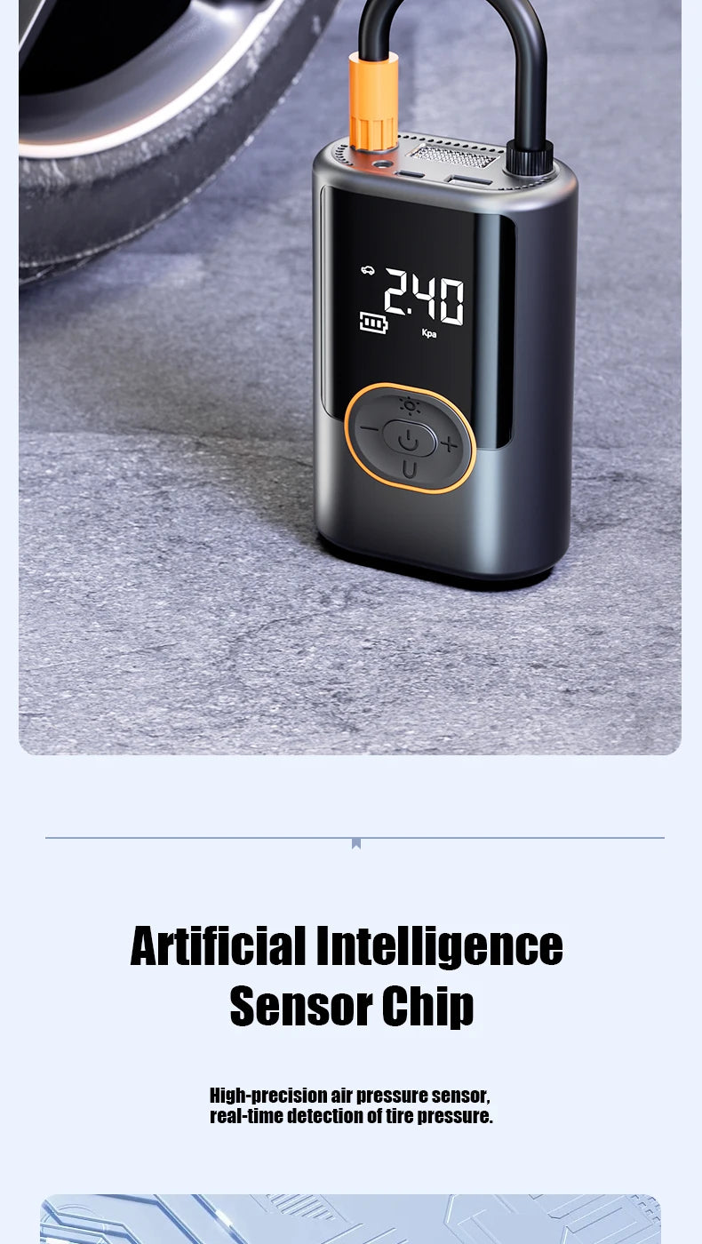 Wireless Digital Tire Inflator – Portable Car Air Compressor with LED Light