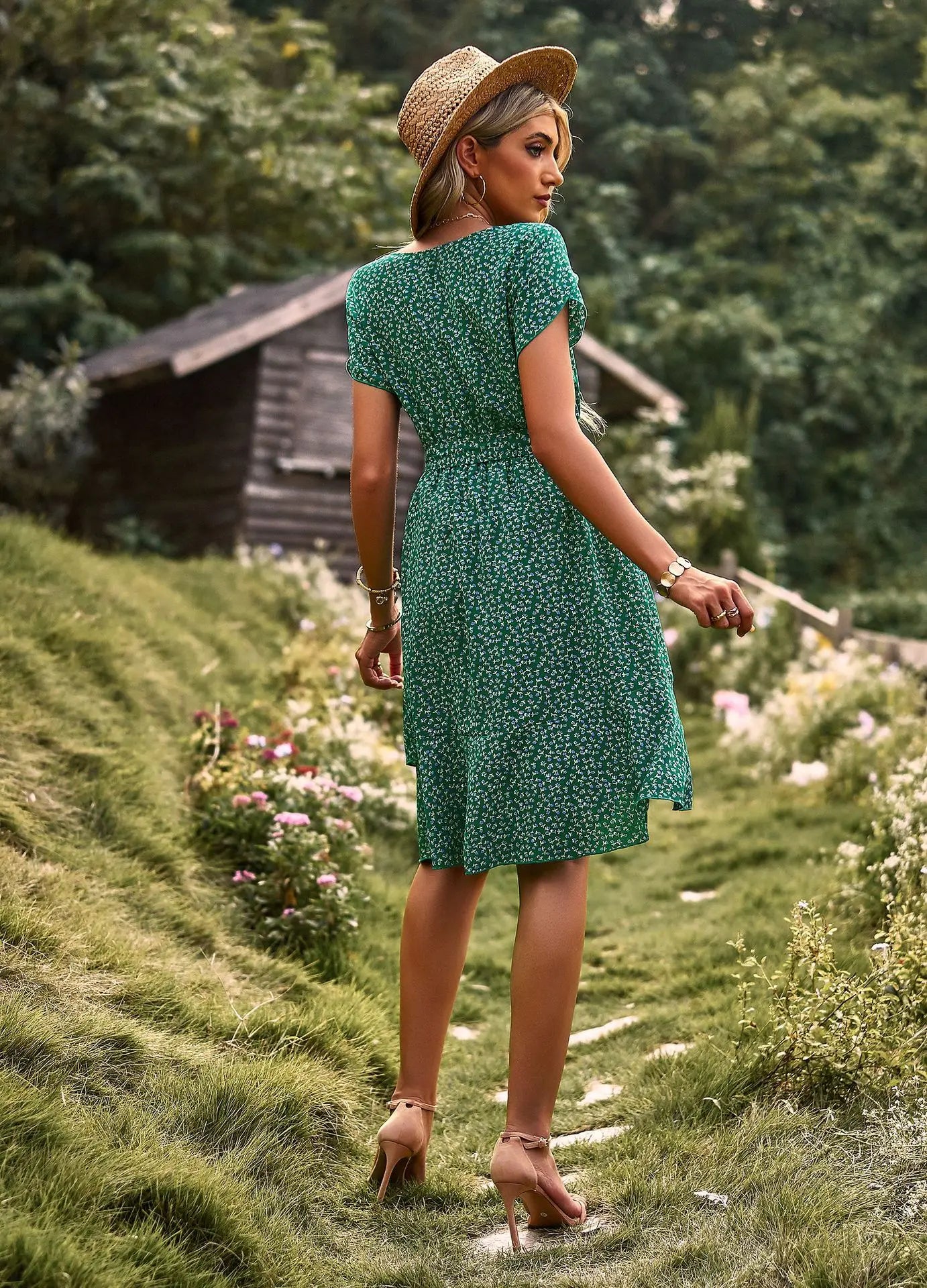 FloraFemme High Waist Pleated Dress