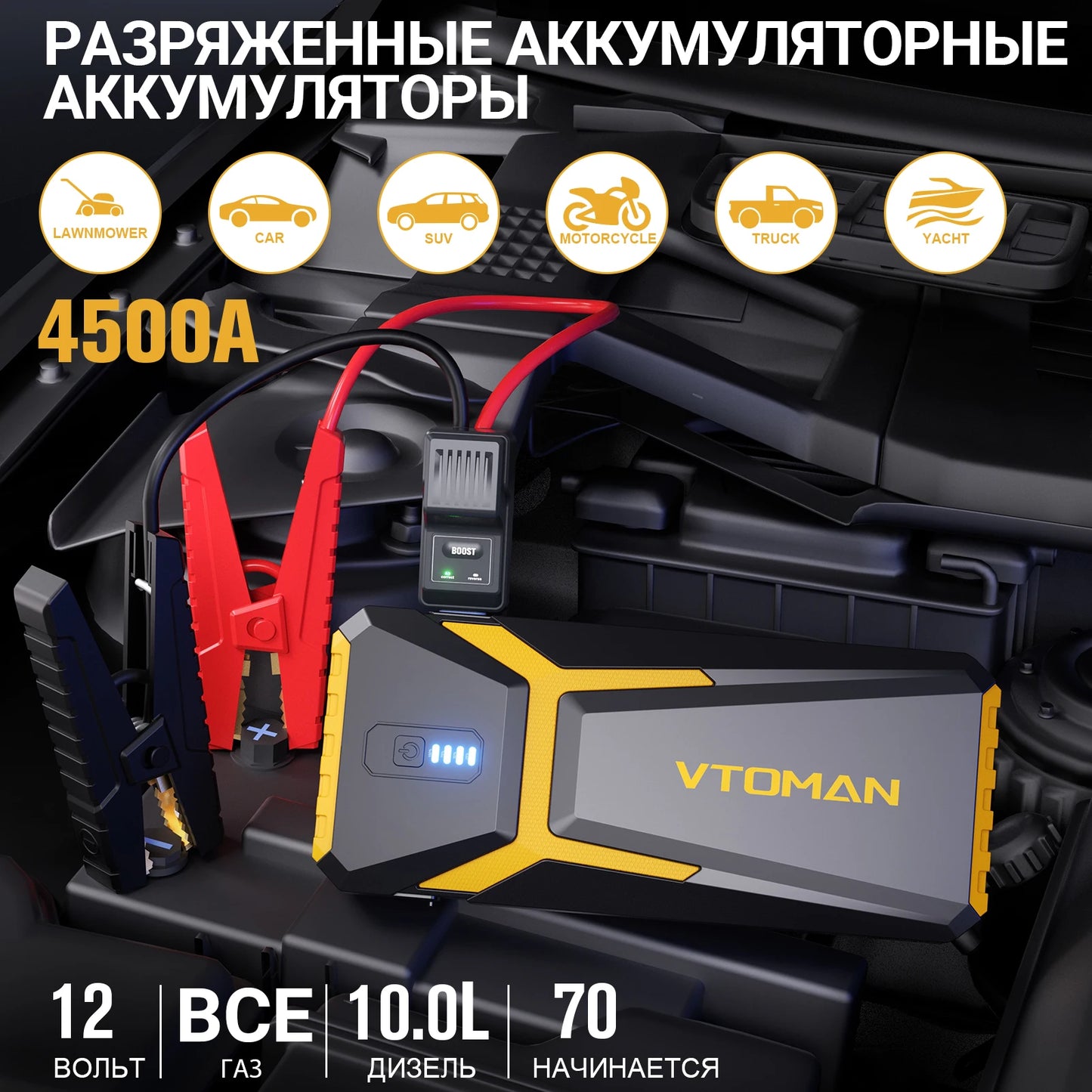 4500A便携式汽车应急启动电源，带20000mAh电池组和紧急充电宝