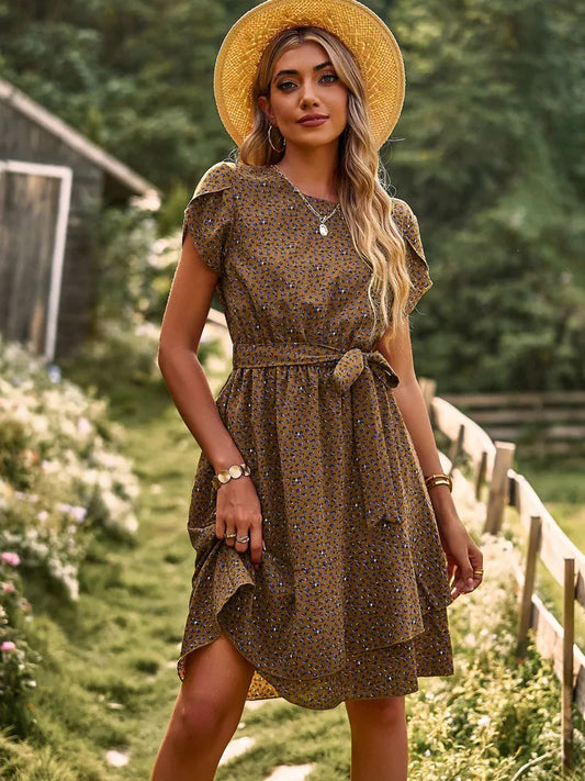 FloraFemme High Waist Pleated Dress