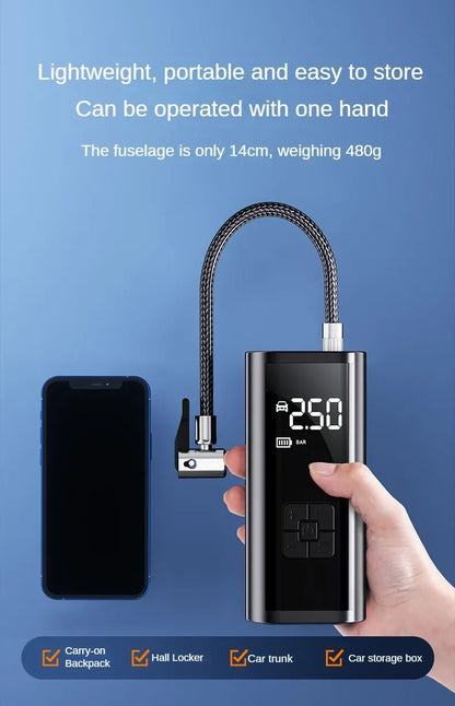 Inflador de neumáticos recargable portátil de 150 PSI – compresor de aire digital