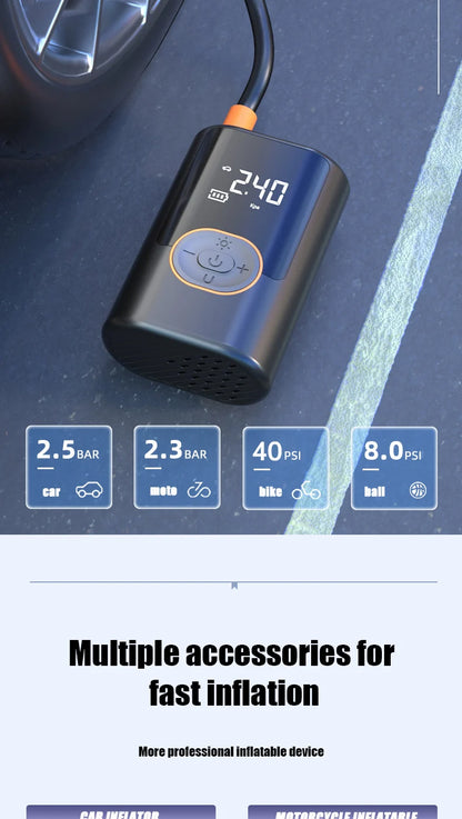 Wireless Digital Tire Inflator – Portable Car Air Compressor with LED Light